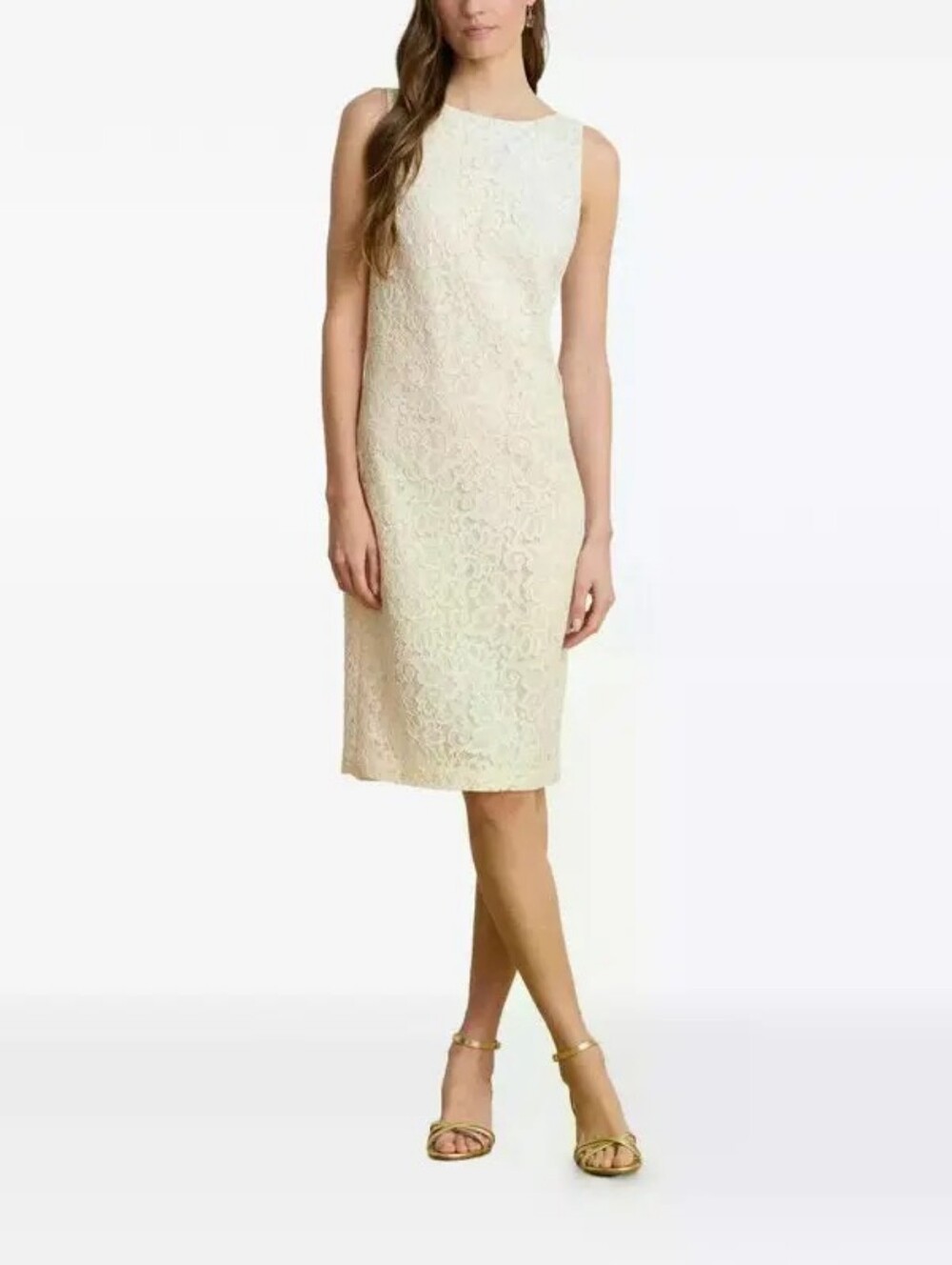 Ann Taylor Cream Floral Lace Sheath Dress